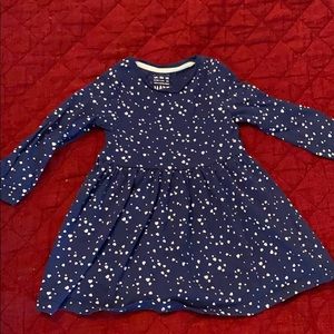 ** 6 for $25** Navy Dress with White Hearts, 18-24 M
